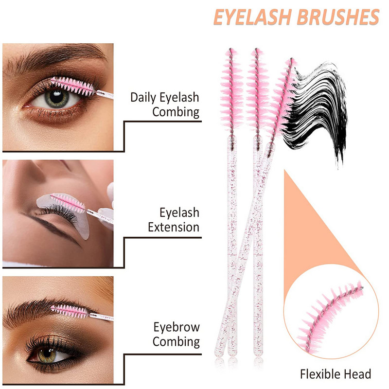 Kit de consumabile pentru extensie de gene Uscător de ventilator pentru gene Tampoane pentru ochi Pensete Inele de lipici Baghete de rimel Micro perii Aplicatoare