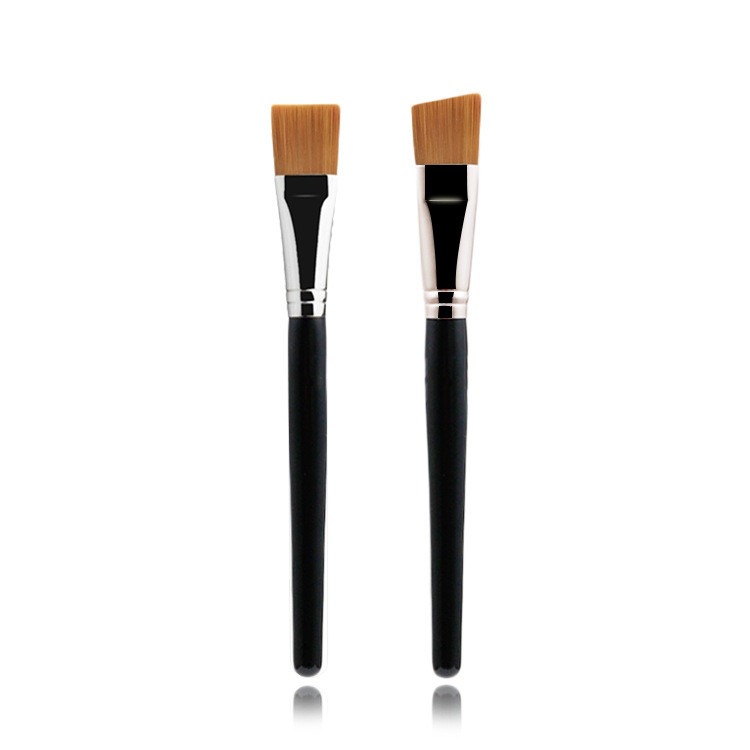 Pensule negre de machiaj Perie pentru fond de ten cu cap oblic cu vârf plat Perie perfectă pentru față Perie de reparare Cremă lichidă Perie pentru mască BB Cream