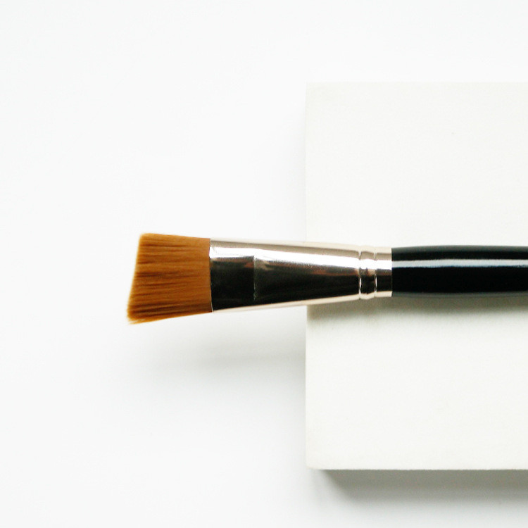 Pensule negre de machiaj Perie pentru fond de ten cu cap oblic cu vârf plat Perie perfectă pentru față Perie de reparare Cremă lichidă Perie pentru mască BB Cream