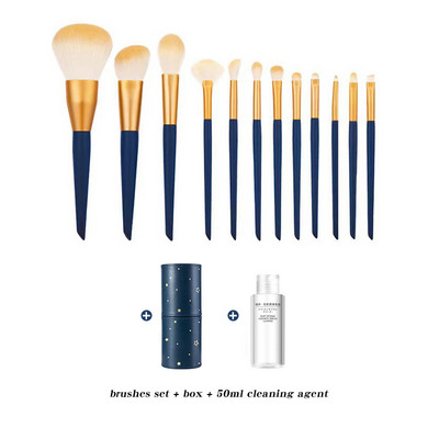 Set de pensule de machiaj universale 12 bucăți pentru femei, pensule profesionale naturale, pudră, fard de pleoape, instrumente de machiaj