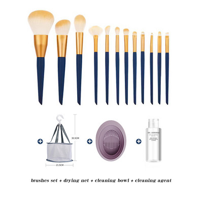 Set de pensule de machiaj universale 12 bucăți pentru femei, pensule profesionale naturale, pudră, fard de pleoape, instrumente de machiaj