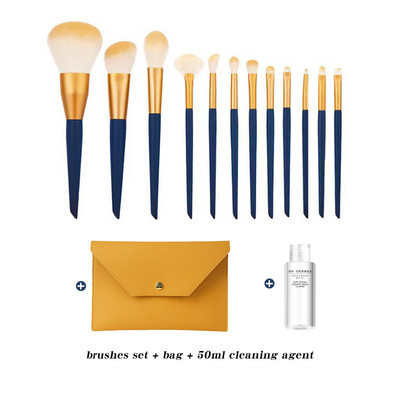 Set de pensule de machiaj universale 12 bucăți pentru femei, pensule profesionale naturale, pudră, fard de pleoape, instrumente de machiaj