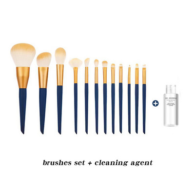 Set de pensule de machiaj universale 12 bucăți pentru femei, pensule profesionale naturale, pudră, fard de pleoape, instrumente de machiaj