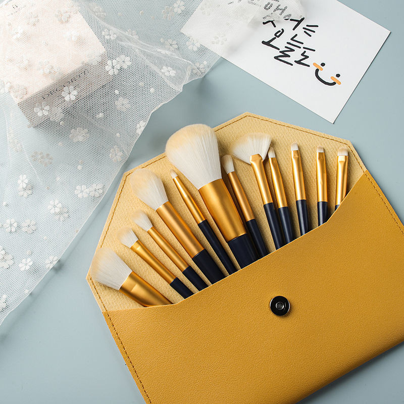 Set de pensule de machiaj universale 12 bucăți pentru femei, pensule profesionale naturale, pudră, fard de pleoape, instrumente de machiaj