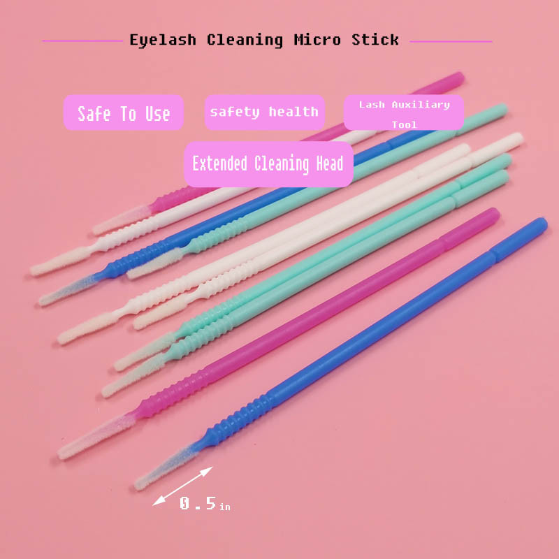 RISI Instrumente de machiaj pentru gene Micro perii Tampoane de bumbac Extensie de gene Lipici pentru gene de unică folosință Perii de curățare Aplicator