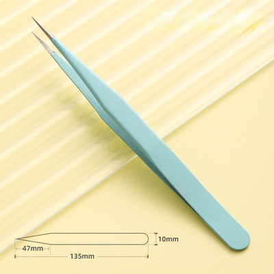 Pensete colorate drepte + curbate din oțel inoxidabil pentru autocolant pentru arta unghiilor Instrument de alegere a pietrelor de machiaj Instrument pentru pensete DIY pentru gene