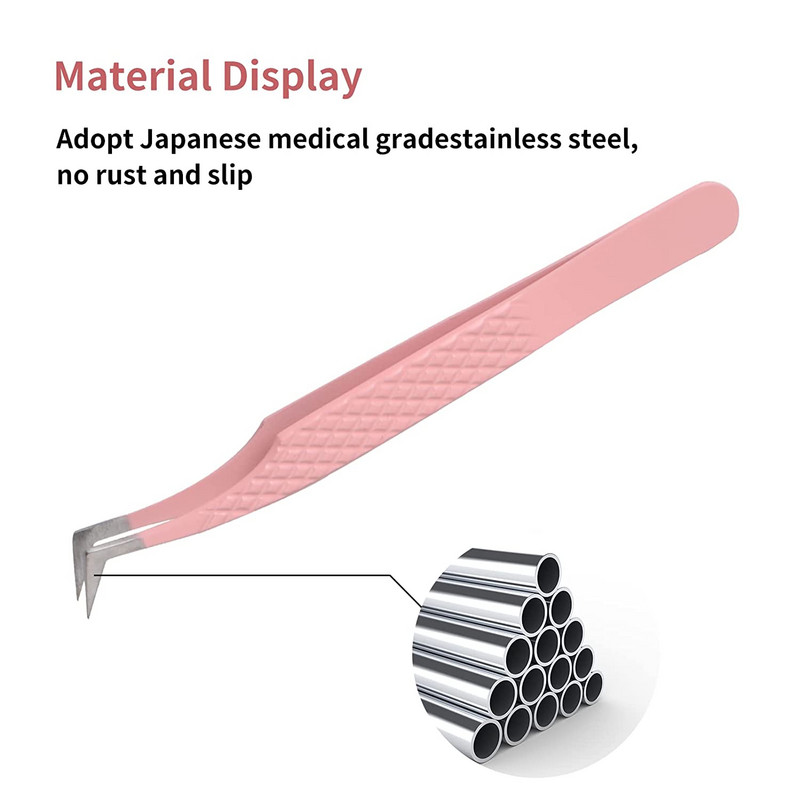 Veyes Inc Pensetă pentru extensii de gene Veyelash Pensetă profesională de 90 de grade pentru volum 3D Închidere precisă Machiaj antistatic