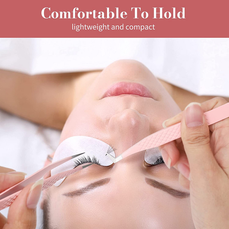 Veyes Inc Pensetă pentru extensii de gene Veyelash Pensetă profesională de 90 de grade pentru volum 3D Închidere precisă Machiaj antistatic