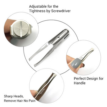 Brainbow 1бр LED пинсета+3 батерии Мигли Вежди Очи Инструменти за отстраняване на косми Пинцети за вежди от неръждаема стомана Pinzette Beauty