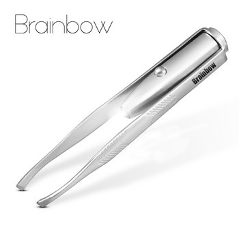 Brainbow 1бр LED пинсета+3 батерии Мигли Вежди Очи Инструменти за отстраняване на косми Пинцети за вежди от неръждаема стомана Pinzette Beauty