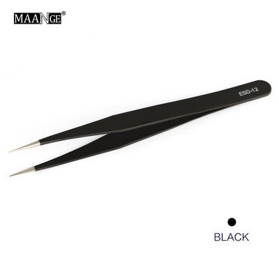 MAANGE 1 buc. Instrument de alegere a gelului acrilic pentru arta unghiilor, pietre prețioase, decor pentru gene negre, pensete antistatice, bricolaj, cu clemă de mână pentru ochi