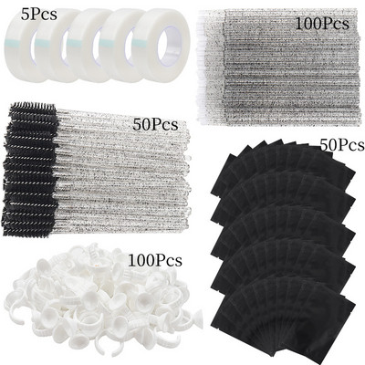 Blakstienų priauginimo reikmenų rinkinys Lash Micro Brush Tape Klijai Žiedelis Akių gelio pagalvėlė Pleistras Vienkartinis tušas lazdelė Aplikatorius Blakstienų įrankis