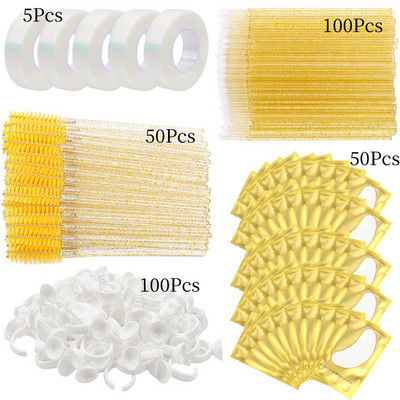 Blakstienų priauginimo reikmenų rinkinys Lash Micro Brush Tape Klijai Žiedelis Akių gelio pagalvėlė Pleistras Vienkartinis tušas lazdelė Aplikatorius Blakstienų įrankis