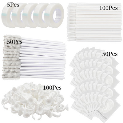 Blakstienų priauginimo reikmenų rinkinys Lash Micro Brush Tape Klijai Žiedelis Akių gelio pagalvėlė Pleistras Vienkartinis tušas lazdelė Aplikatorius Blakstienų įrankis