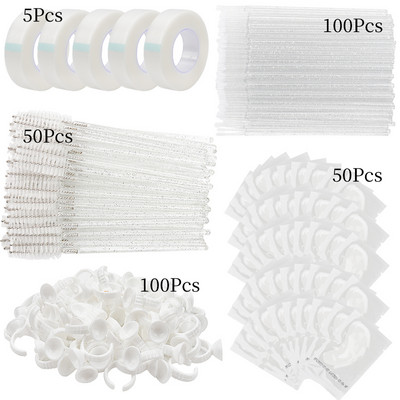 Blakstienų priauginimo reikmenų rinkinys Lash Micro Brush Tape Klijai Žiedelis Akių gelio pagalvėlė Pleistras Vienkartinis tušas lazdelė Aplikatorius Blakstienų įrankis