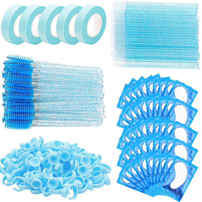 Blakstienų priauginimo reikmenų rinkinys Lash Micro Brush Tape Klijai Žiedelis Akių gelio pagalvėlė Pleistras Vienkartinis tušas lazdelė Aplikatorius Blakstienų įrankis