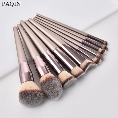 Set de pensule de machiaj cu șampanie 4/10 buc pentru fond de ten cosmetic, pudră, fard de obraz, fard de pleoape, amestec kabuki, perie de machiaj, instrument de înfrumusețare