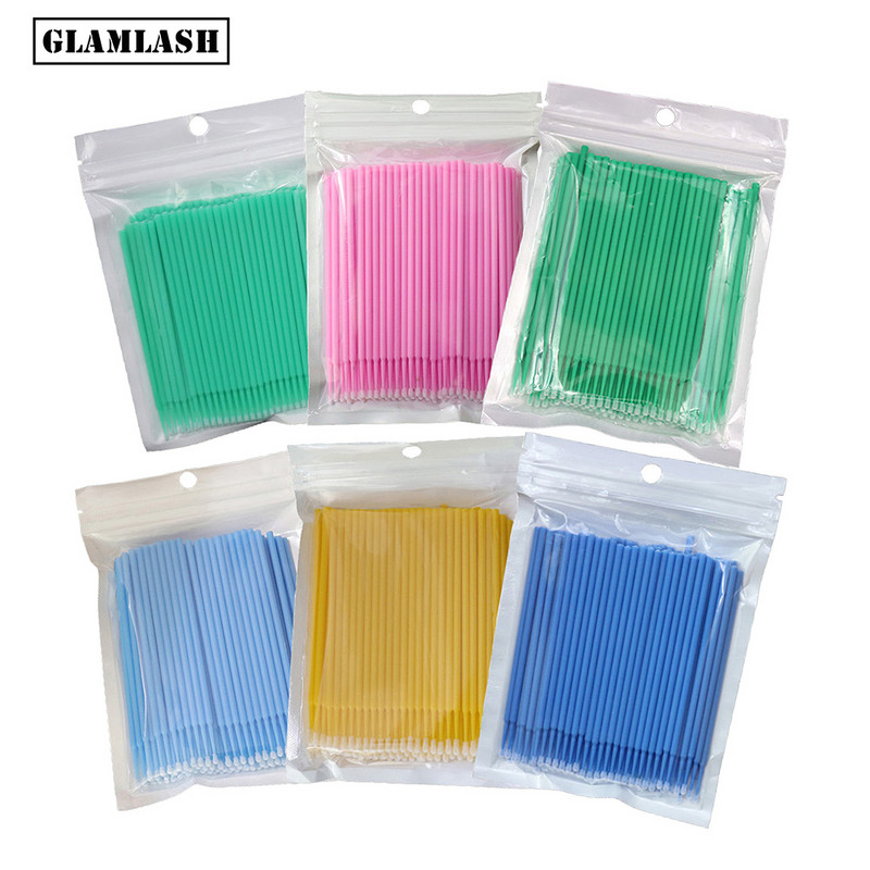 GLAMLASH 100 buc/lot aplicatoare durabile de unică folosință Extensii individuale de gene Tampoane de îndepărtare Micro perie Instrumente de îndepărtare a genelor