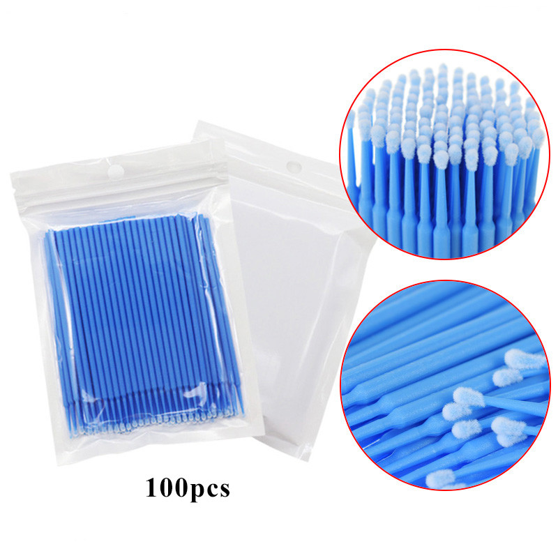 GLAMLASH 100 buc/lot aplicatoare durabile de unică folosință Extensii individuale de gene Tampoane de îndepărtare Micro perie Instrumente de îndepărtare a genelor