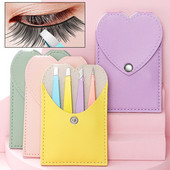 4 vnt Antakių profesionalus pincetas plaukelių šalinimo segtukas nerūdijančio plieno smaigalys įstrižas makiažo žnyplės su odiniu dėklu