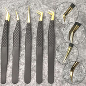 Profesionalne pincete za trepavice 3D Volume Antistatičke Nemagnetske zakrivljene pincete za nadogradnju trepavica Lepezaste alate za šminkanje trepavica