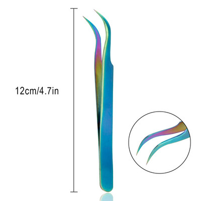 Zatvorene pincete za trepavice Visokokvalitetne vrhunske ravne zakrivljene Pincet protiv klizanja Nemagnetske pincete za trepavice Alat za šminkanje