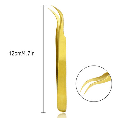 Zatvorene pincete za trepavice Visokokvalitetne vrhunske ravne zakrivljene Pincet protiv klizanja Nemagnetske pincete za trepavice Alat za šminkanje