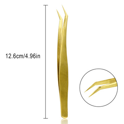 Zatvorene pincete za trepavice Visokokvalitetne vrhunske ravne zakrivljene Pincet protiv klizanja Nemagnetske pincete za trepavice Alat za šminkanje