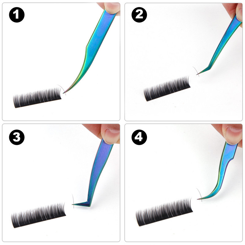 Zatvorene pincete za trepavice Visokokvalitetne vrhunske ravne zakrivljene Pincet protiv klizanja Nemagnetske pincete za trepavice Alat za šminkanje