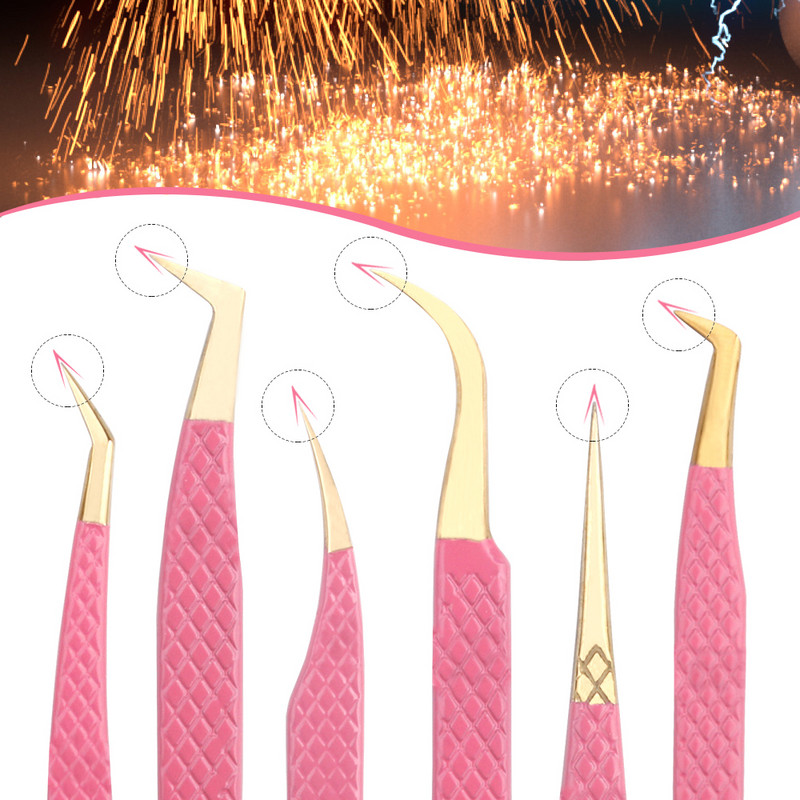 Zatvorene pincete za trepavice Visokokvalitetne vrhunske ravne zakrivljene Pincet protiv klizanja Nemagnetske pincete za trepavice Alat za šminkanje