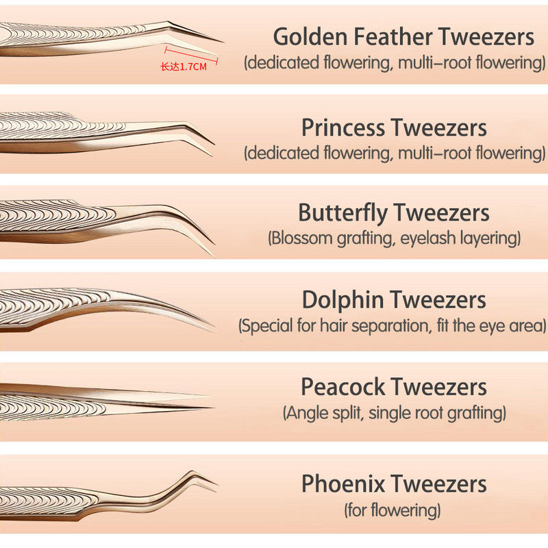 1 vnt. blakstienų pincetas 3D apimties blakstienų priauginimo pincetas nerūdijančio plieno ventiliatoriaus blakstienos antakių segtukas dirbtinių blakstienų makiažo įrankiai