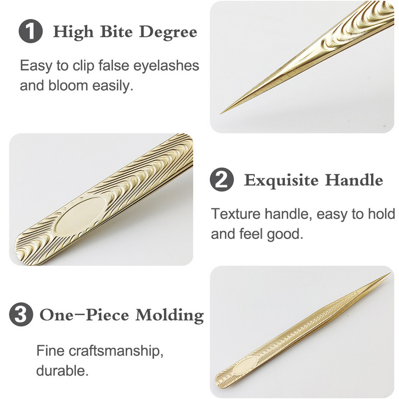 1 vnt. blakstienų pincetas 3D apimties blakstienų priauginimo pincetas nerūdijančio plieno ventiliatoriaus blakstienos antakių segtukas dirbtinių blakstienų makiažo įrankiai