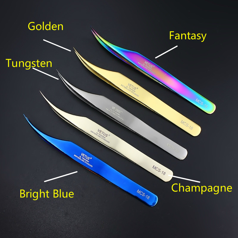 100% originalne originalne Vetus pincete MCS Series Premium Eyelash Extensions Pincete za uljepšavanje šminke Pincete s ultra finim vrhom