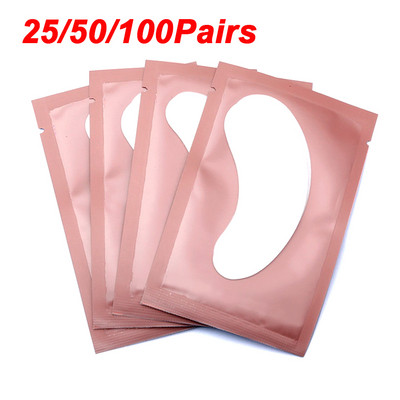 25/50/100Pairs Eye Patches Under Eyelash Packs for Building Hydrogel Paper Patches Αυτοκόλλητα χωρίς χνούδι για ψεύτικες βλεφαρίδες
