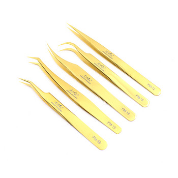2020 FUNMIX New Gold υψηλής ποιότητας τσιμπιδάκια από ανοξείδωτο ατσάλι Eyelash Extension Beauty Precision Tweezers