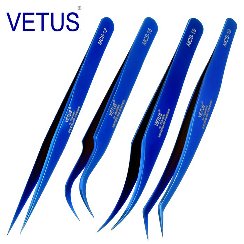 4db / szett Vetus MCS Series Gold Premium Beauty sminkcsipesz szempilla hosszabbításhoz Ultra Fine Tip Pinzák