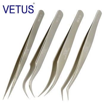 4 бр. / комплект Vetus MCS Series Fantasy Bright Premium Beauty Makeup Tweezers for Eyelashes Extension Ultra Fine Tip Pinzas