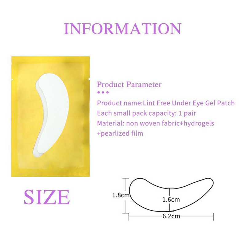 100 pari trepavica Gel flaster za cijepljenje trepavica ispod jastučića Flasteri za oči za ekstenzije trepavica Papirnate naljepnice za omote Alati za šminkanje