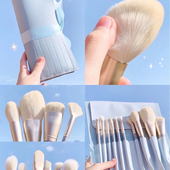 10 τμχ/σετ Μαλακές αφράτες βούρτσες μακιγιάζ Eye Shadow Foundation Brush Women Cosmetic Powder Blush Blending Brushes Set Tools Makeup