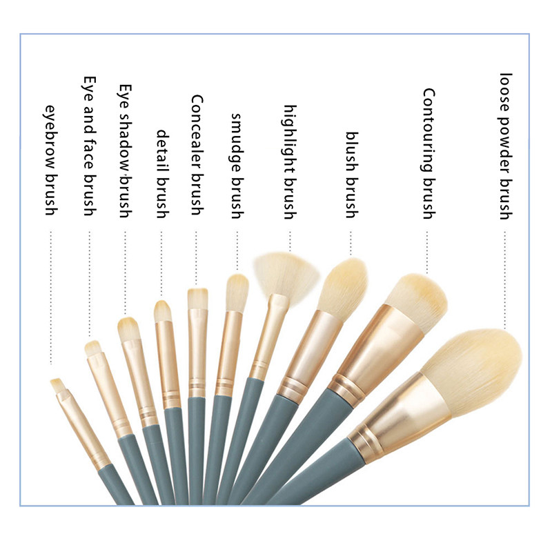 10 buc/set pensule de machiaj moi pufoase, perie pentru fond de ochi, pudră cosmetică, fard de obraz, pensule pentru amestecare, set de instrumente de machiaj