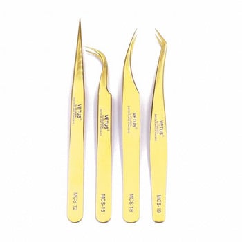 4 бр./компл. Vetus MCS Series Bright Blue Premium Beauty Makeup Tweezers for Eyelashes Extension Ultra Fine Tip Pinzas