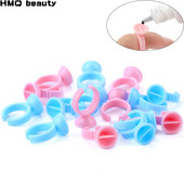 NOVO 50/100Pcs Držač ljepila za palete plavih trepavica Jednokratna paleta držača ljepila za prstene za produžavanje trepavica Pigment za tetoviranje