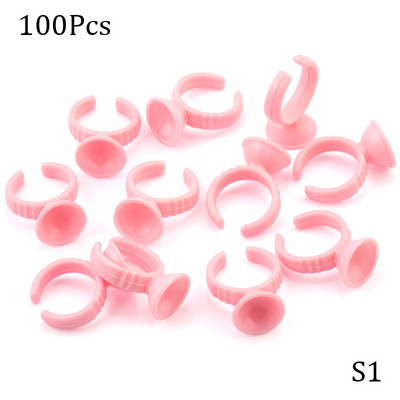 NOVO 50/100Pcs Držač ljepila za palete plavih trepavica Jednokratna paleta držača ljepila za prstene za produžavanje trepavica Pigment za tetoviranje