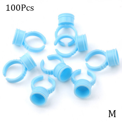 NOVO 50/100Pcs Držač ljepila za palete plavih trepavica Jednokratna paleta držača ljepila za prstene za produžavanje trepavica Pigment za tetoviranje