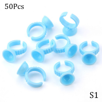 NOVO 50/100Pcs Držač ljepila za palete plavih trepavica Jednokratna paleta držača ljepila za prstene za produžavanje trepavica Pigment za tetoviranje