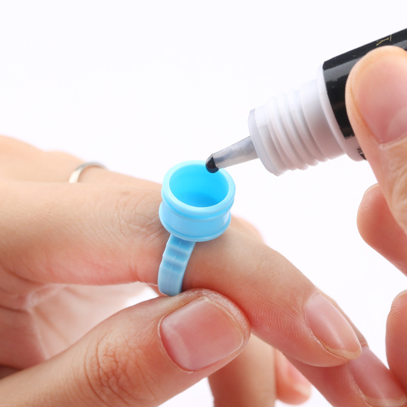 NOVO 50/100Pcs Držač ljepila za palete plavih trepavica Jednokratna paleta držača ljepila za prstene za produžavanje trepavica Pigment za tetoviranje