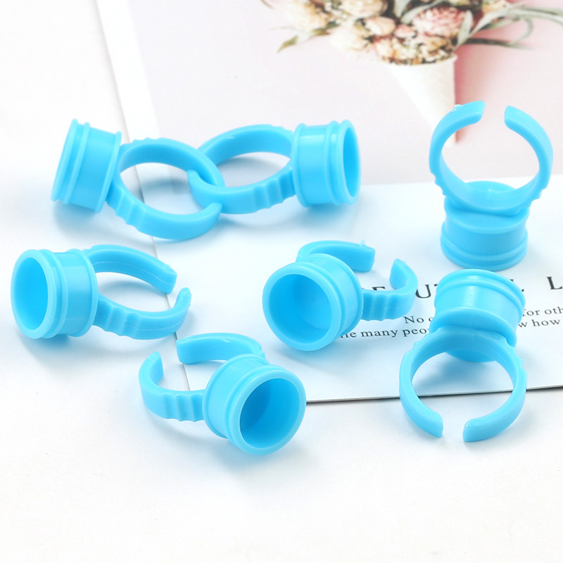 NOVO 50/100Pcs Držač ljepila za palete plavih trepavica Jednokratna paleta držača ljepila za prstene za produžavanje trepavica Pigment za tetoviranje