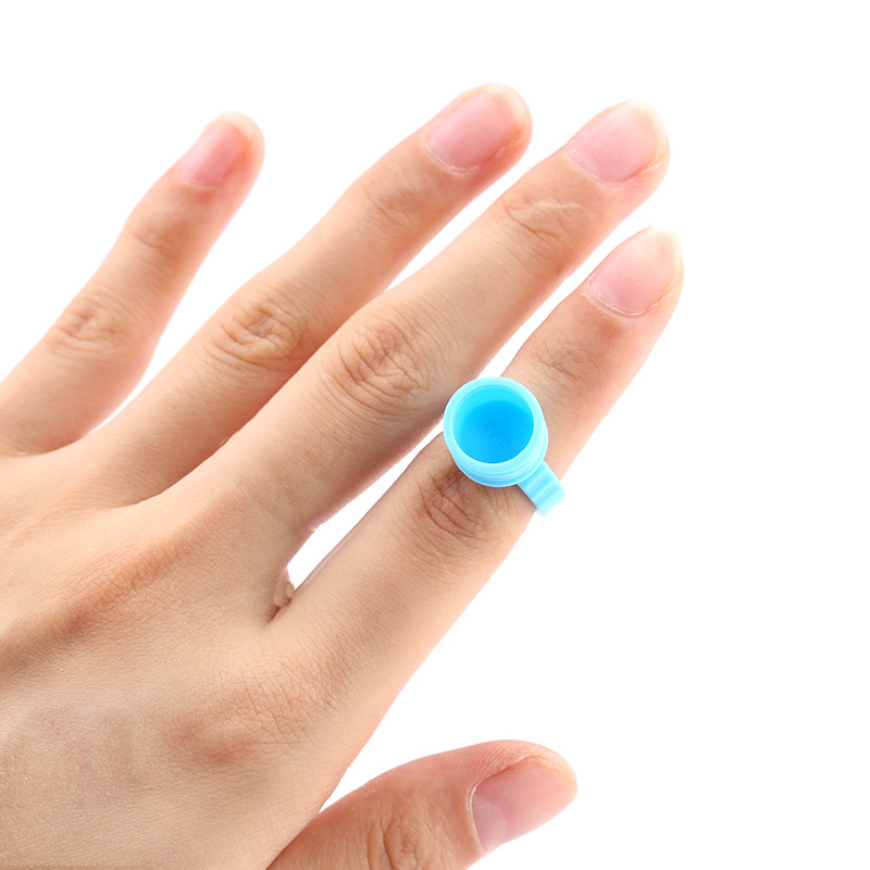 NOVO 50/100Pcs Držač ljepila za palete plavih trepavica Jednokratna paleta držača ljepila za prstene za produžavanje trepavica Pigment za tetoviranje