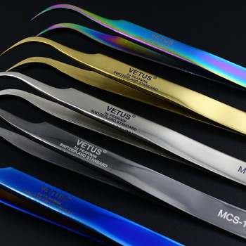 100% Vetus Original Eyelash Tweezers Super Fine Tip Excellent Close Anti Staic Tweezers for Volume Eyelashes Extension