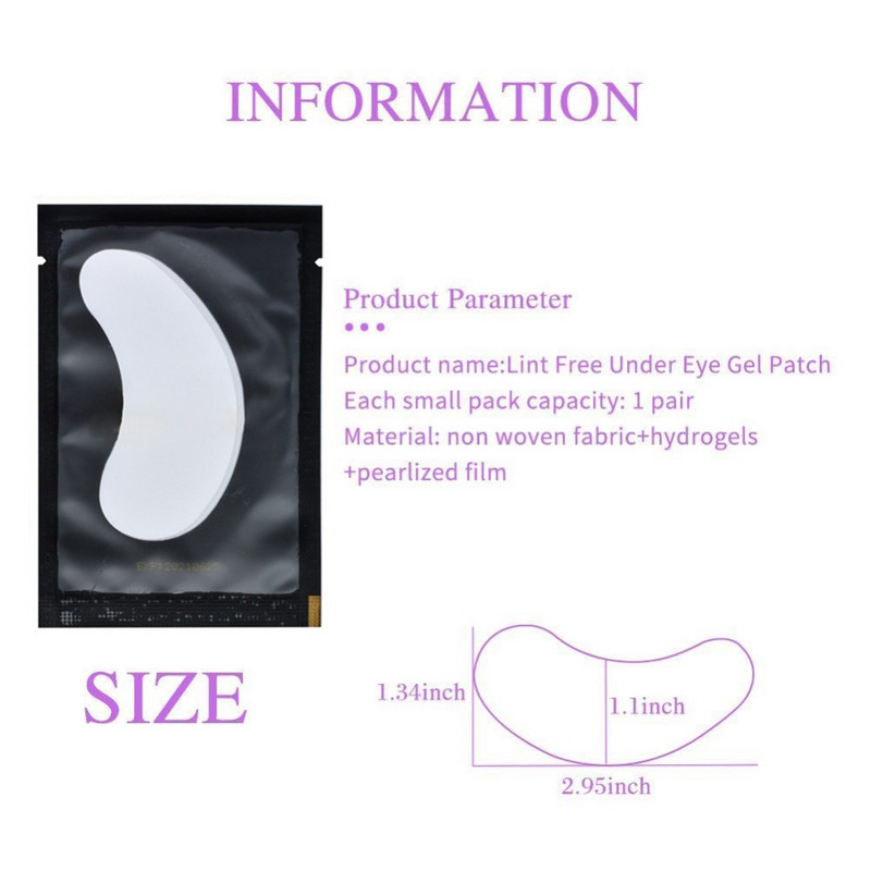 100 pari Jastučići s gelom za ispod očiju koji ne ostavljaju dlačice Hidratantni flasteri za oči Papirnati flasteri Nacijepljene ekstenzije trepavica Savjeti za oči Naljepnice Alat za šminkanje
